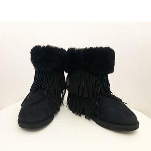 Koolaburra Josephine Sheepskin II Fringe Beaded Celebrity Boots